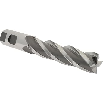 Hertel Cobalt Square End Mill, Uncoated Finish, Single End, 4" Cutting Length, 1" Shank Diameter, 1" Cutting Diameter, 4 Flute, 6-1/2" OAL, Right Hand Cut