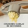 Zulay Kitchen Premium Garlic Press Set - Rust Proof Professional Garlic Mincer Tool - Easy-Squeeze, Easy-Clean with Soft, Ergonomic Handle - Silicone Garlic Peeler & Brush (Silver) #5