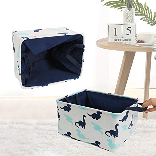 Uxcell Storage Basket Bin With Cotton Handles, Fabric Storage With Drawstring Closure For Clothes Towel Toys Organizer,Laundry Basket For Home Shelves Closet X-Large Navy Blue+White #TOP4