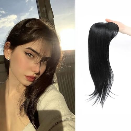 RUNRAYAY Hair Topper, 360 ° 3D Cabello Toppers para mujeres con cabello adelgazante, piezas de 18 pulgadas de largo para mujeres con flequillo en la parte media, negro 1B#