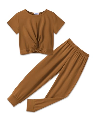 Image of Arshiner Girls Clothing Sets Tie Dye Twist Front Tops & Sweatpants Outfits Sportwear Sweatsuits Tracksuits 4-13 Year