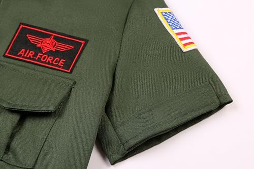 Girls Fighter Pilot Costume Kids Air Force Flight Suit Dress Up for Halloween Cosplay Outfits (9-10 Years) Green by HORTYZON - Used condition - Image 4