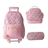 Us urban: juego de 3 piezas mochila escolar con ruedas de carrito y bolsa de almuerzo lonchera termica reutilizable y...