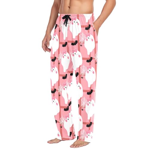 Spirits Bats Bow Men's Cotton Pajama Pants with Pockets and Drawstring Comfortable and Stylish,S4