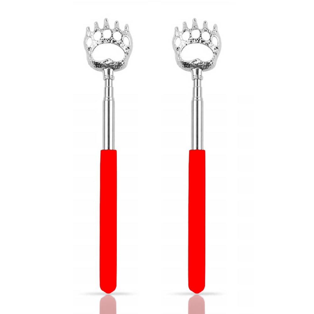 SQULIGT 2 rascadores de espalda, rascador de espalda de garra de oso, mango telescópico retráctil de metal extensible (rojo)
