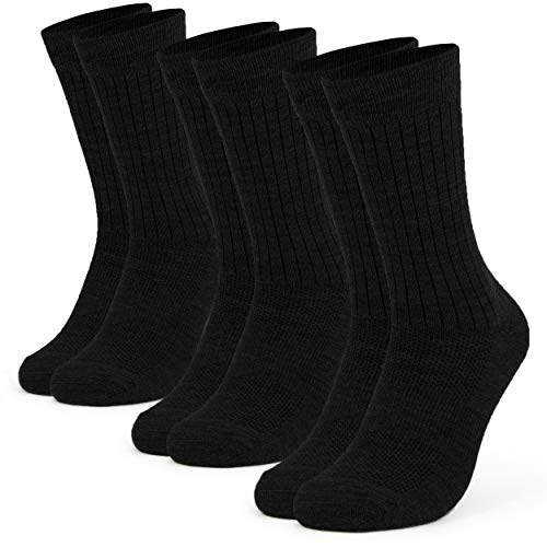 Occulto CALCETINES LANA MERINO para MUJER y HOMBRE (3-6 PARES), CALCETINES clásicos transpirable y anti-sudor 3 Pairs | Black 39-42