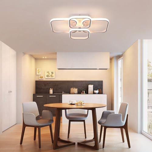 Plafonnier LED dimmable 48W 5400LM moderne à 4 carrés avec télécommande pour salon