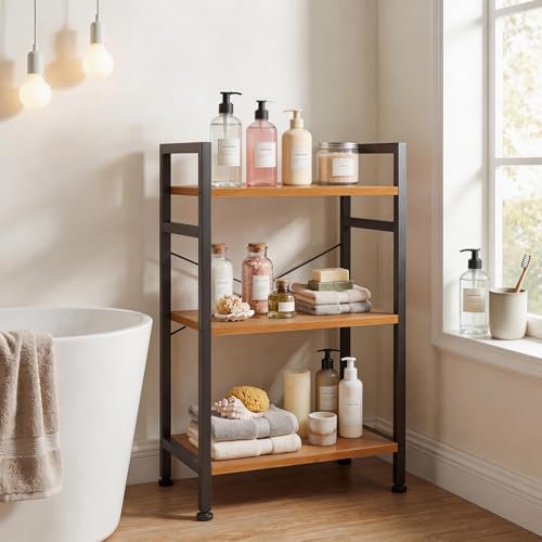 SageNest 3 Tier Bookshelf, Free Standing Wooden Bookcase with Open Storage Shelves with Metal Frame, Sturdy Shelf Organization Display Rack for Living Room, Bedroom, Home Office, 27.6" Tall, Wood by SageNest - Image 8