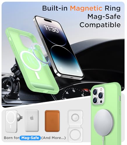 Image of Magnetic Compatible with iPhone 14 Pro Max Case, [Built-in Invisible Kickstand][Compatible with MagSafe] [Military Grade Shockproof] Slim Translucent Matte Phone Case for iPhone 14 Pro Max 6.7 inch