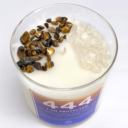 Miniatura 5 de Vela con número de ángel 444, 10 onzas, vela de cristal, velas de fragancia 100% de cera de soja y sin ftalatos, velas de regalo para mujeres,