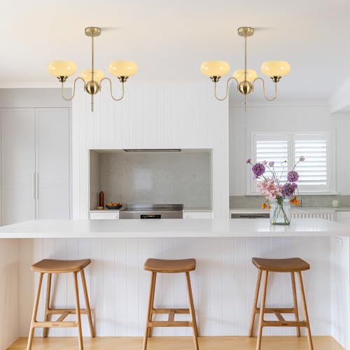Flyrose Chandelier for Living Room Gold Chandelier Light Fixture for Mid Century Modern Dining Room Over Table with Yellow Lampshade by Flyrose - Used condition - Image 9