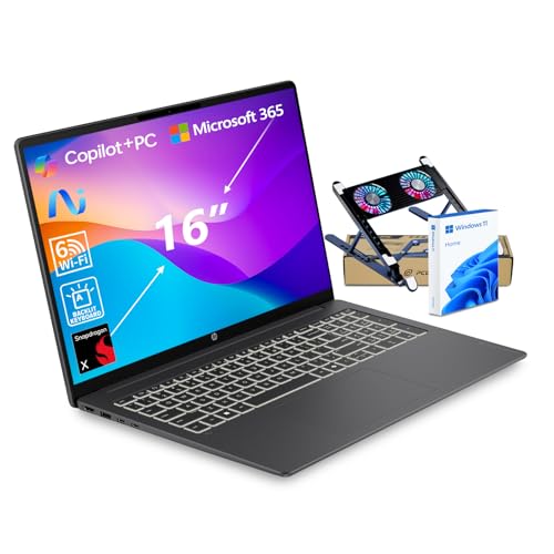 HP OmniBook 3 16�C���` 2K ���f���m�[�g�p�\�R�� Microsoft 365�t�� Qualcomm 8�R�ACPU Copilot+�p 16GB RAM 512GB SSD �o�b�N���C�g�t��KB Win11H �m�[�g�p�\�R���N�[���[�t�� �}