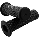 1インチ グリップ バイク グリップ 25.4mm ハンドルグリップ ハーレー 25mm/28mmセット ダイヤカット 非貫通 (ブラック)