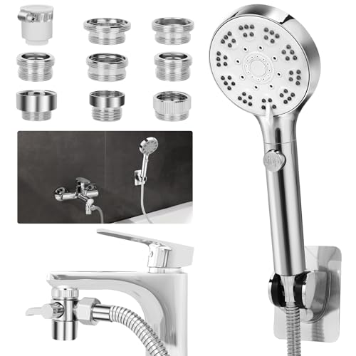 Cabezal de ducha para grifo de bañera con manguera de 79" para baño y jardín | Kit de extensión de ducha de mano con 6 modos de alta presión y manguera extraíble miniatura 1