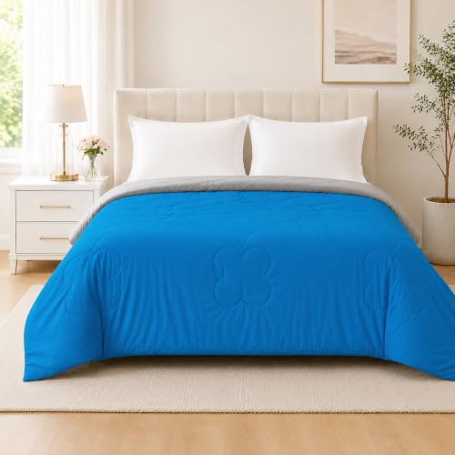 LaffyLo Cooling Blanket for Hot Sleepers, Lightweight Summer Quilt with Breathable Reversible Fabric for Bed, Couch, Dorm and Travel, Machine Washable, Twin Size 60"x80", Ice Blue & Light Grey - image 1