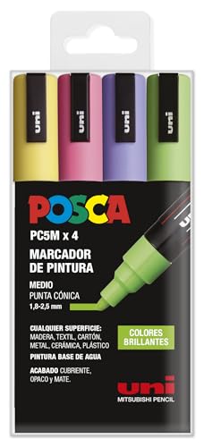 Posca estuche marcadores PC-5M Colores brillantes 4 Uds
