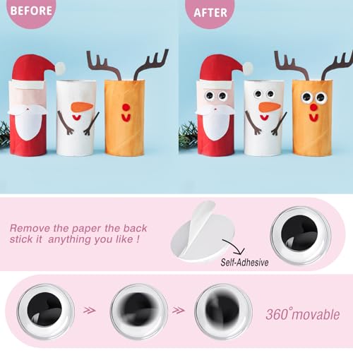 Image of TOAOB 300pcs 4mm Plastic Mini Wiggle Googly Eyes Self Adhesive White | Round Small Eyeballs, Sticker Eyes, DIY Arts Crafts, Scrapbooking, Accessories