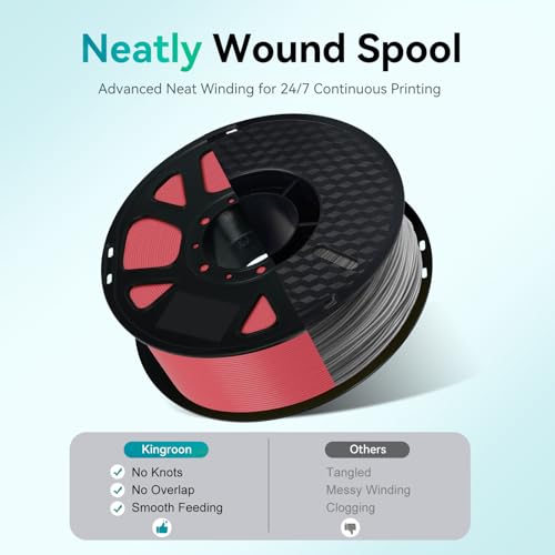 Image of Kingroon PLA Filament 1.75mm, 1kg Spool (2.2lbs), + /- 0.02mm Tolerance, Smooth 3D Printing Filament, Fits for Most FDM 3D Printers, Sakura Pink