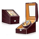 Automatischer Uhrenbeweger mit 2 geräuscharmen Motoren, Uhrenbewegeranzeige + 3 flexiblen Uhrenkissen, extrem widerstandsfähigem Acrylmaterial, Netzadapter oder Batterbetrieb