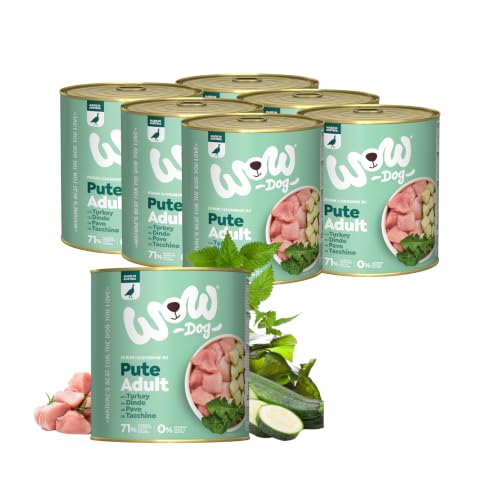 WOW Dog Hunde-Nassfutter mit Pute 6 x 800g | ohne Getreide & Zucker