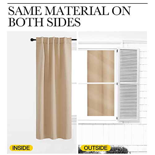 NICETOWN Blackout Curtain Panels for Living Room - (Biscotti Beige Color) 42x36 inch, 2 Panels Set, Room Darkening Blackout Drapes for Window