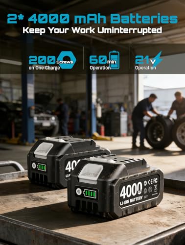 Seesii Cordless Impact Wrench 1/2 inch, High Torque 479 Ft-lbs(650Nm) Brushless Impact Gun,2500RPM w/2x4.0 Battery, 6 Sockets,8 Drill Bits, High Torque Power Impact Driver for Car Home,WH6 Lite - Image 4