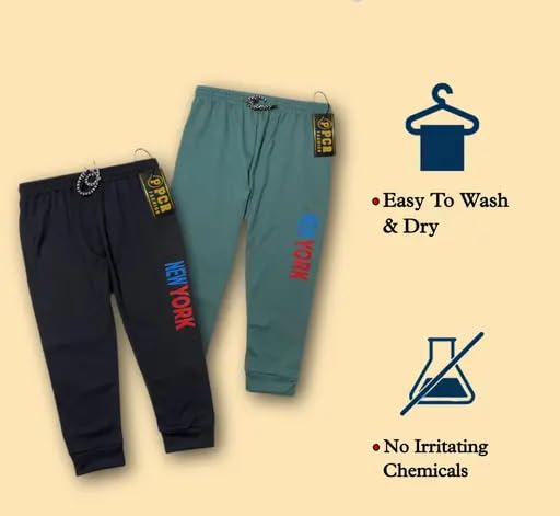 Image of Unisex Kid's Cotton Solid Elastic Waistband Combo Multicolor Track Pants Casual Fit 121