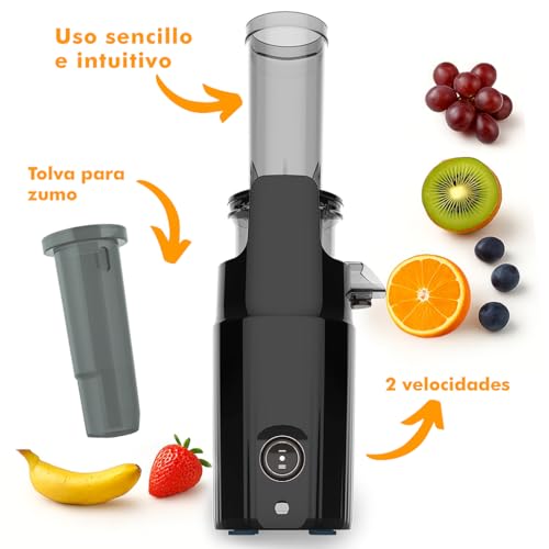 Pelamatic - Extracteur de Jus à Froid | Compact & Silencieux | Polyvalent pour Fruits & Légumes | Nettoyage Facile | Extracteur de Jus Lent & Compact, Noir, Plastique – Image 6