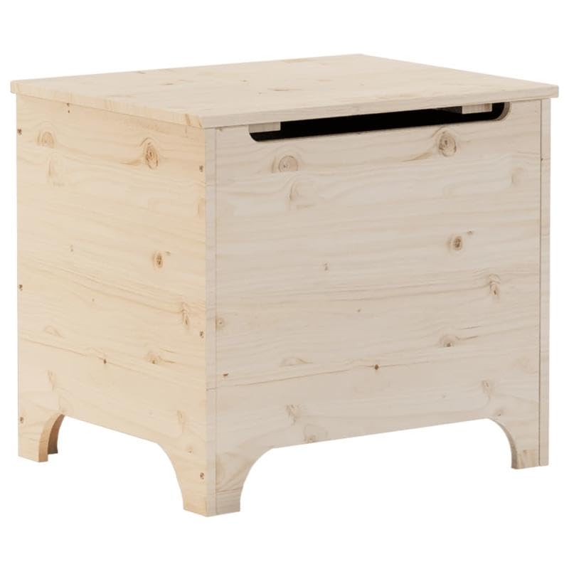 Eleganz RANA - Baúl de almacenamiento de madera de pino maciza, 60 x 49 x 54 cm, solución de almacenamiento natural y duradera para salón, dormitorio o pasillo, sin tratar y respetuoso con el medio