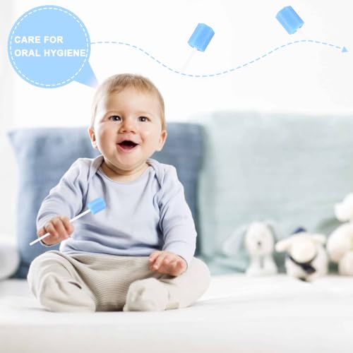 100 Stück Reinigung Mund Tupfer,Schwamm Mund Tupfer,Mundpflege Schwamm, Mundschwamm Täbchen,für Tägliche Mundpflege und haushaltsbedarf von Erwachsenen,Kindern Oder Haustieren(Blau)