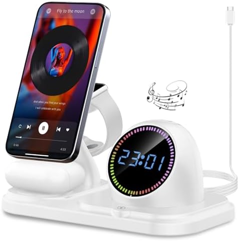 6 in 1 Wireless Charging Station,Fast iphone Charger Stand with B...