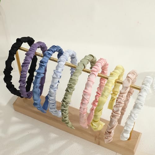 Audtope AUDP-WJ84-1 9Pcs Headbands For Women, Silky Satin Pleated Headband thumb #3