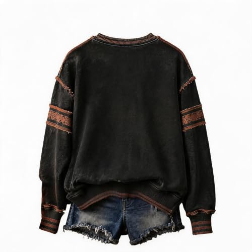 Halloween Crewneck Sweatshirt for Women Goth Ribbed Cuff Hem Tops - image 2