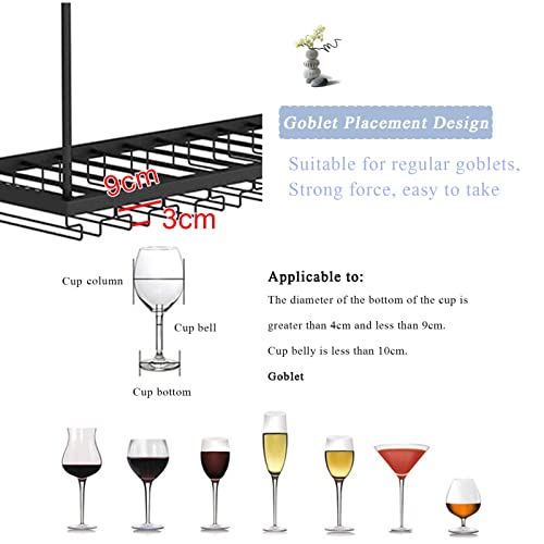 Support de verre à vin suspendu au plafond en métal noir réglable - 8
