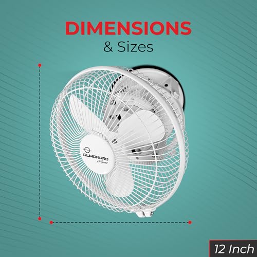 Image of Almonard 225mm High Speed Cabin Fan, High Velocity Blades, Single Speed Setting, Cabin Fan for Office, Retail Kiosks, Available in White