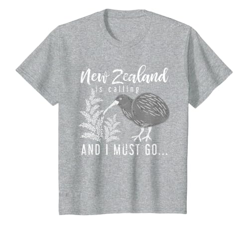 New Zealand is Calling and I Must Go New Zealand T-Shirt, Youth, Heather Grey, Large