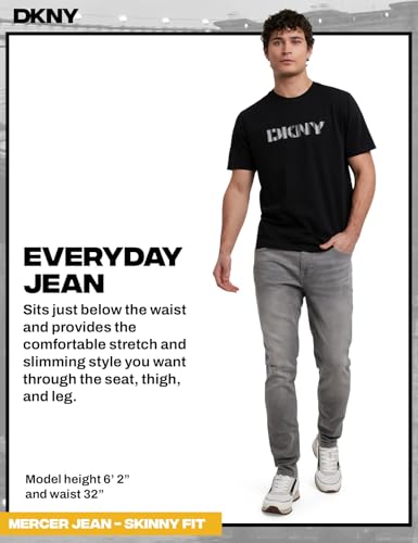 Image of DKNY Mercer Men's Skinny Jeans - Premium Stretch Denim Pants with Classic 5 Pocket Design | Skinny Fit Stretch Jeans for Men