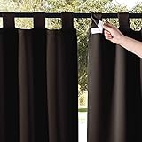 NICETOWN 2 Panels Weatherproof Patio Outdoor Curtain Weighted Blackout, Self-Stick Tab Top Gazebo...