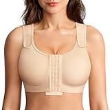 BRABIC Post Surgery Compression Bras for Women Front Closure Mastectomy Bra with Wide Adjustable Straps Wirefree, Nude, M