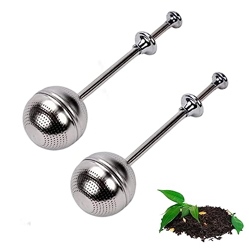 2 Stück Teesieb Edelstahl - Teeball Mit Langem Griff Für Losen Tee & Kräuter