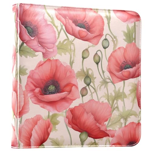 Álbum de Fotos Autoadhesivo de Scrapbook DIY con Flores Rojas en Acuarela, Encuadernación de Anillos, 40 Páginas, 8x10 para Memorias miniatura 1