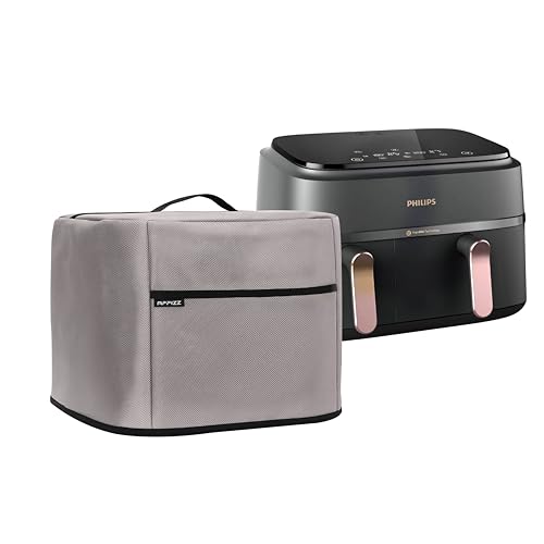 Image of Dustproof & Oil-Proof Air Fryer Cover for Philips 9L NA352 /00 - Polyester Waterproof Kitchen Oven and Home Appliances with Handle & Pocket | for Women, Men & Everyday Use, Grey