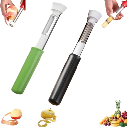 2-in-1 Apple Corer & Peeler, Stainless Steel Fruit Tool, Must-Have Kitchen Gadget, Multi-purpose Apple Corer for Home Kitchen for Cored Apples, Pears (2pcs A)