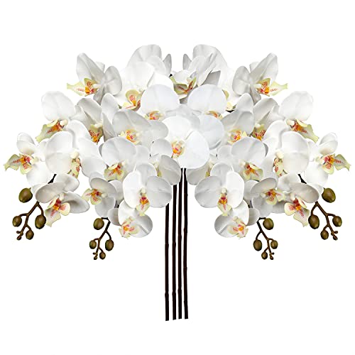 Orchidées artificielles en Soie Phalaenopsis - 9 têtes de Fleurs - 88,9 cm de Long - Arrangement de Fleurs artificielles pour la Maison, Le Bureau - 4 pièces
