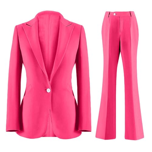 Wemaliyzd Women's Suits 2 Piece Work Office Peak Lapel Slim Fit Office Lady Blazer Pants
