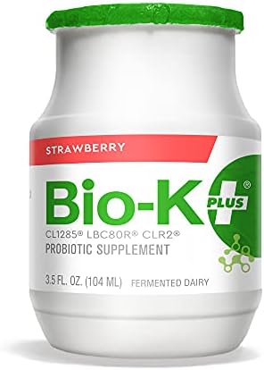 Bio-K + Drinkable Probiotics for Women & Men, Strawberry Flavor, 50 Billion Live and Active Bacteria, Fermented Dairy - Shipped Cold (6) Bottles, 3.5 fl. Oz