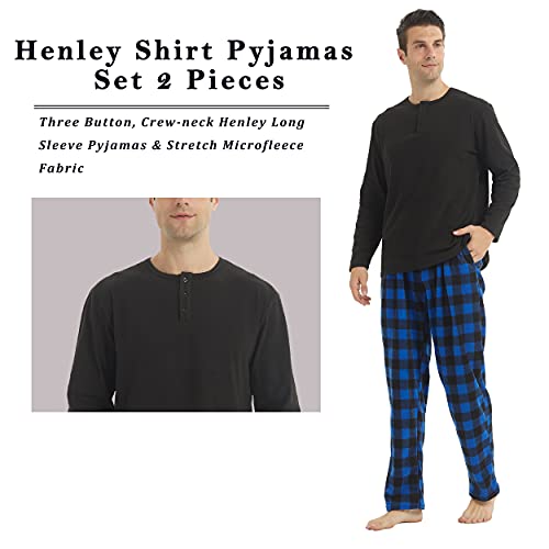YUSHOW Matching Pjs for Couples,Plaid Pajama Set for Women and Men Soft Warm Fleece Shirt and Pants Sleepwear Set4