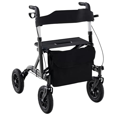 COSTWAY Foldable Rollator with All Terrain Wheels Cover