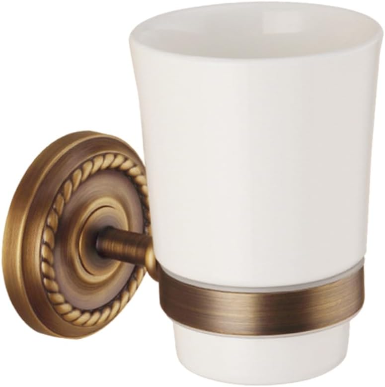Toothbrush Cup Holder Wall Mounted Bathroom Toothbrush Organizer Ceramic Cup Vintage Design Space-Saving
