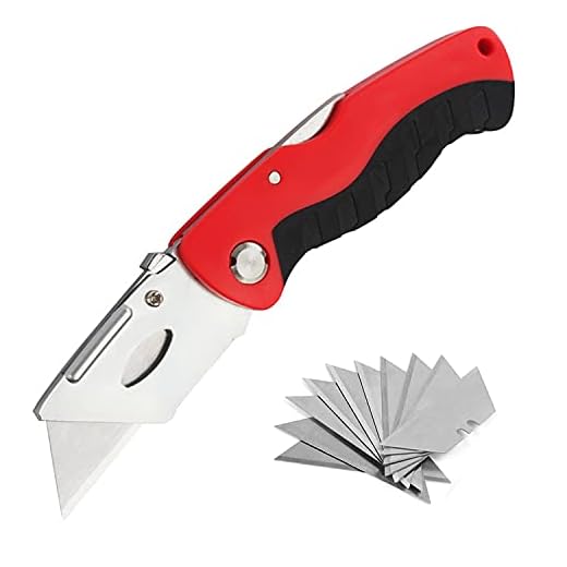 Folding Utility Knives with 10 Spare Blades, Pocket Craft Knife for Camping, Hiking, Hunting Outdoor Survival, Art Knife for Box Paper Box Carton Carpet Cutter